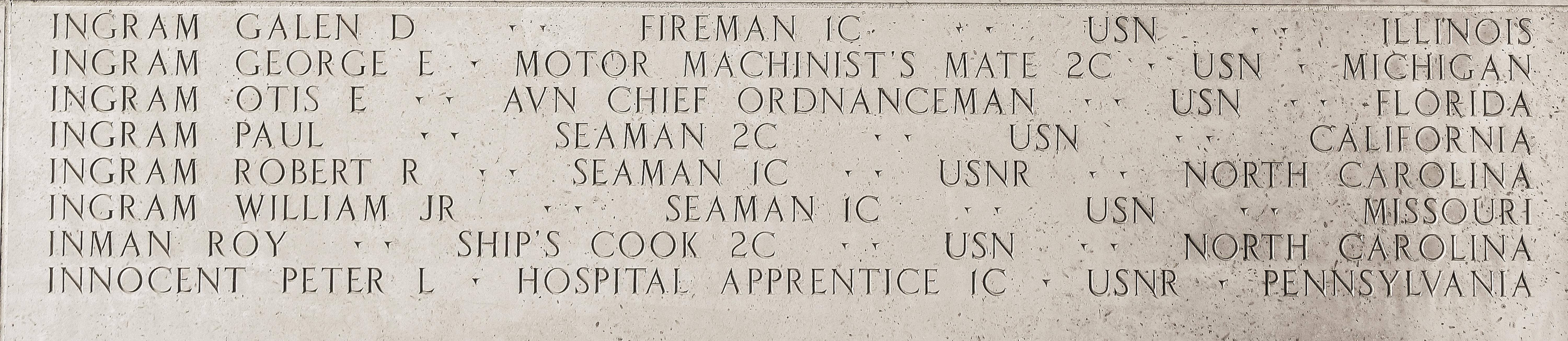 Galen D. Ingram, Fireman First Class